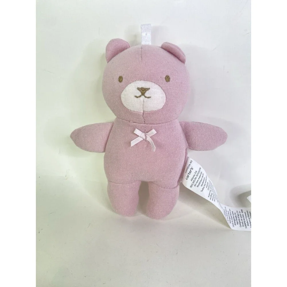 Carter's Pink Mini Teddy Bear Baby Plush Stuffed Animal Toy with Bow 5.5in